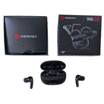 Portronics Harmonics Twins 28 in Ear Earbuds,Smart ANC Black (Good Condition) - Budli Certified