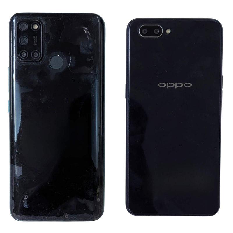 Back View Of Combo of Dead Realme 7i and OPPO A3S Mobiles