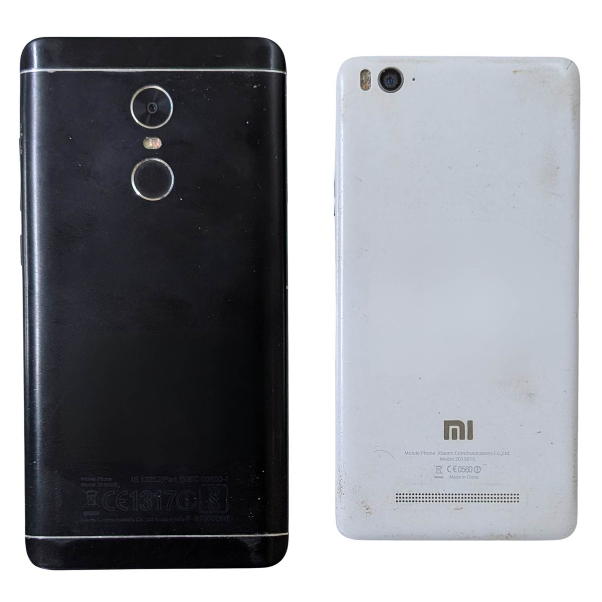 Back View Of Combo of Used Xiaomi Redmi Note 4 and Xiaomi Mi 4A Mobiles