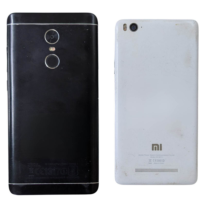 Back View Of Combo of Used Xiaomi Redmi Note 4 and Xiaomi Mi 4A Mobiles