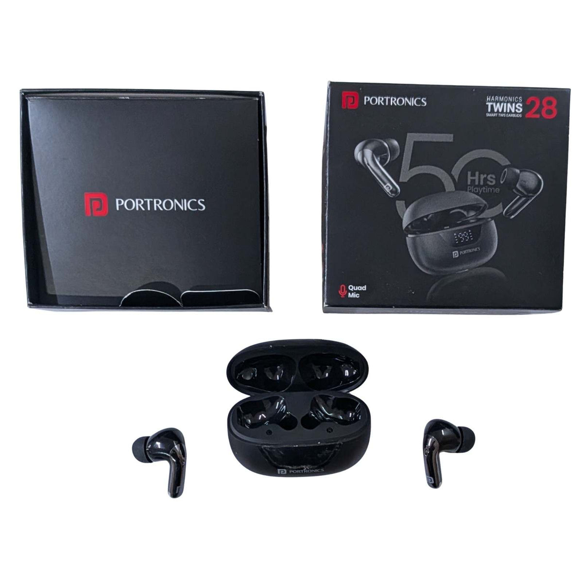 Portronics Harmonics Twins 28 in Ear Earbuds,Smart ANC Black (Good Condition)