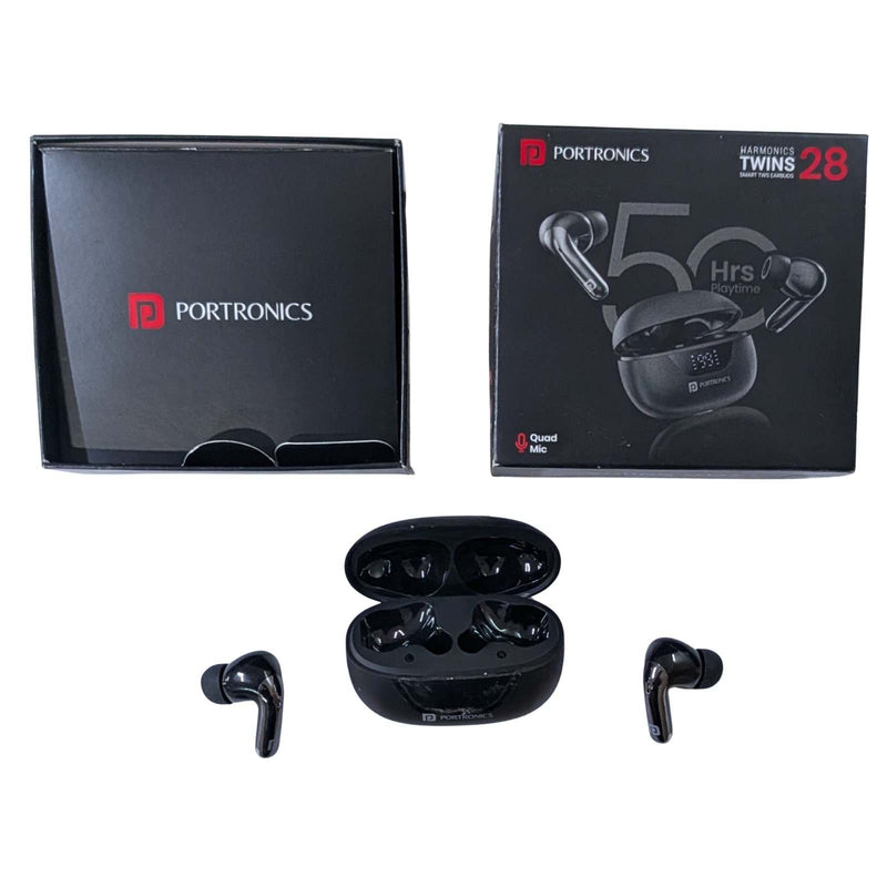 Portronics Harmonics Twins 28 in Ear Earbuds,Smart ANC Black (Good Condition)