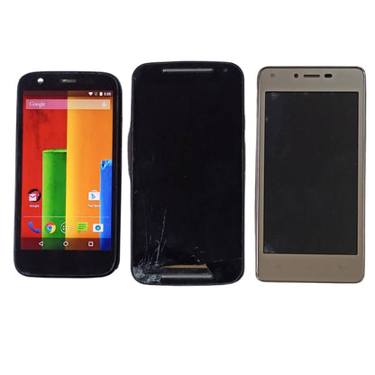 Combo of Used Motorola Moto G 1st Gen + Moto G 2nd Gen and Lava A77 Mobiles