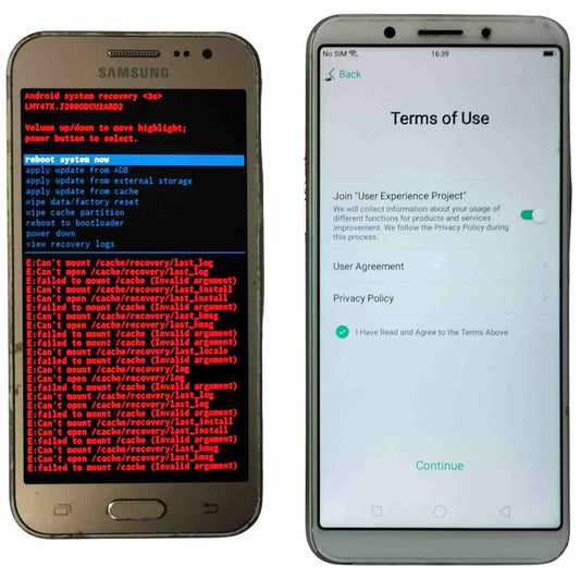 Used Combo of 2 Samsung Galaxy J2 and Oppo A83 Mobiles