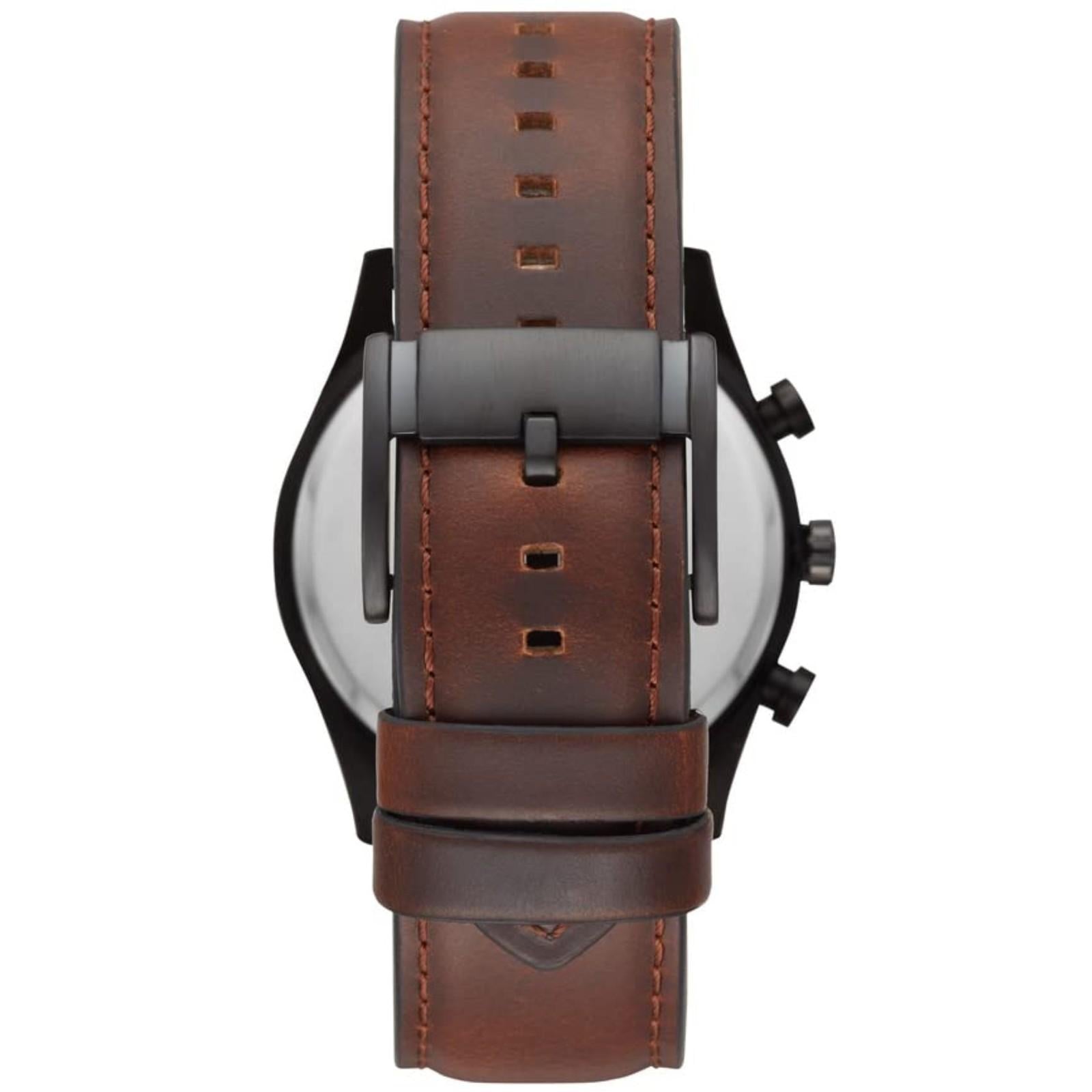 Back View Of Fossil Sullivan Multifunction Men's Brown Leather Watch 