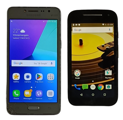 Buy Combo of  Used Samsung Galaxy Grand Prime Plus and Motorola Moto E 2nd Gen Mobiles