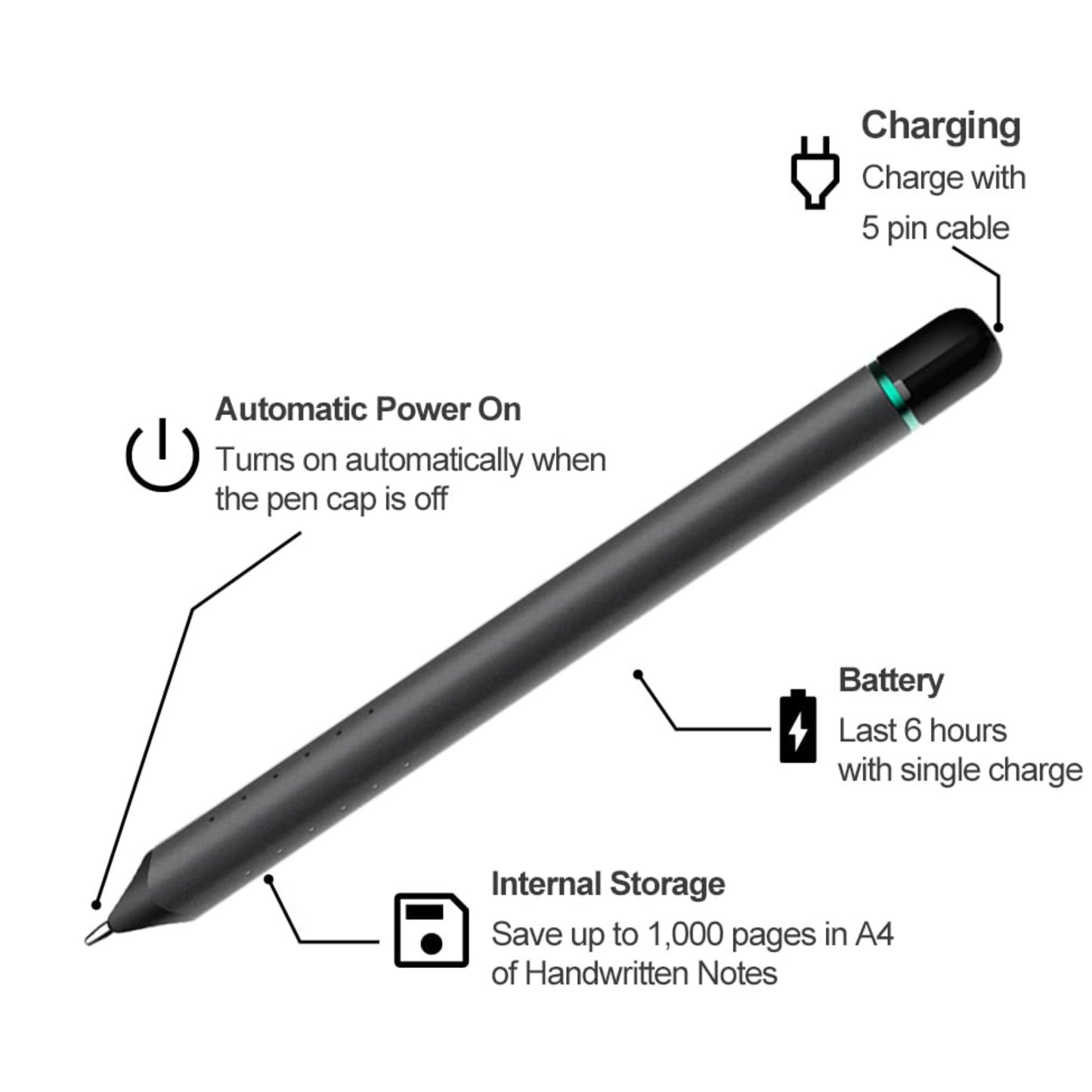 Neo Smartpen N2 Aluminum and Stainless Steel Wireless Digital Pen with 100 MB Internal Memory iOS/Android Smartphones and Tablets