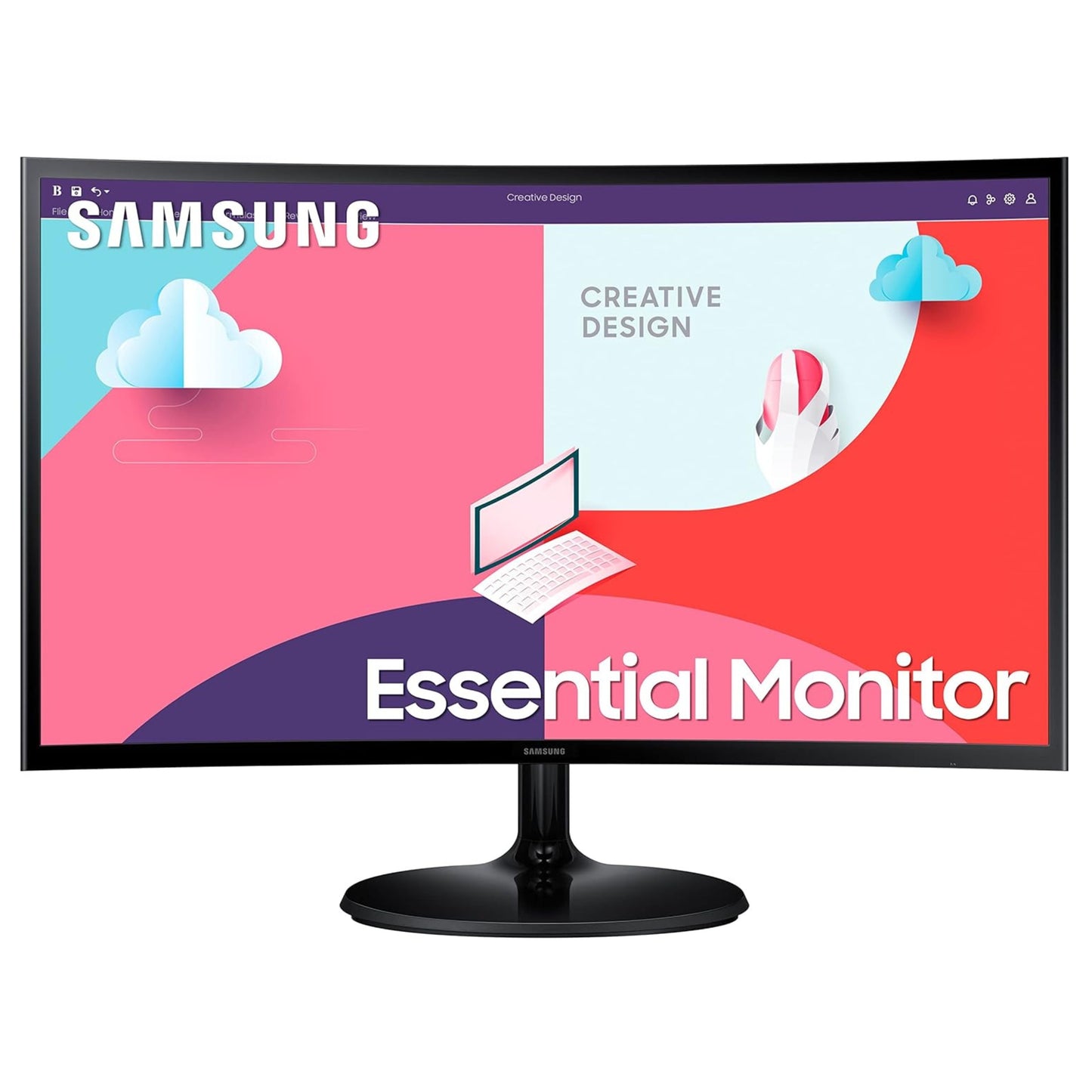 Samsung 24-Inch(59.8cm) FHD, 75 Hz, 1800R Curved 1,920 X 1,080 LED Monitor, VA Panel, Slim Design, AMD Freesync, Game Mode, Flicker Free, HDMI, Audio Port Black (New Sealed Box)