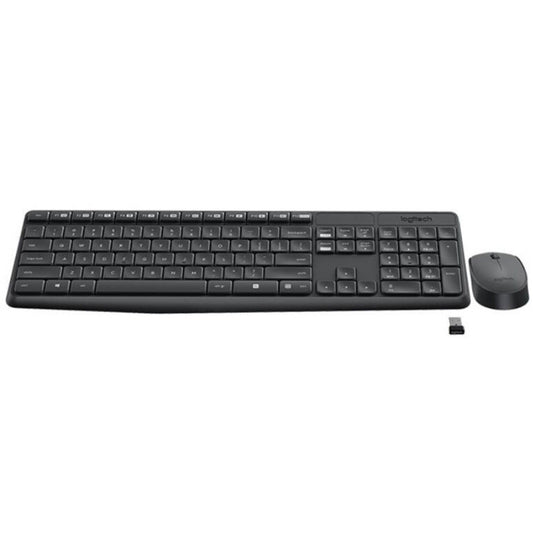 Logitech MK235 Wireless Keyboard and Mouse Set for Windows, 2.4 GHz Wireless Unifying USB Receiver, Long Battery Life, Black (Good Condition)