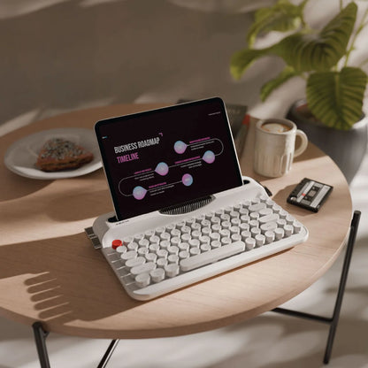 Xech Typewriter Wireless Keyboard | Retro Vintage Design with Round Keycaps (Unboxed - Brand Warranty)