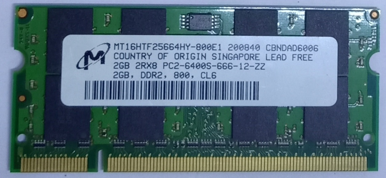 Buy Micron MT 2GB DDR2 Laptop RAM Green (Good condition)